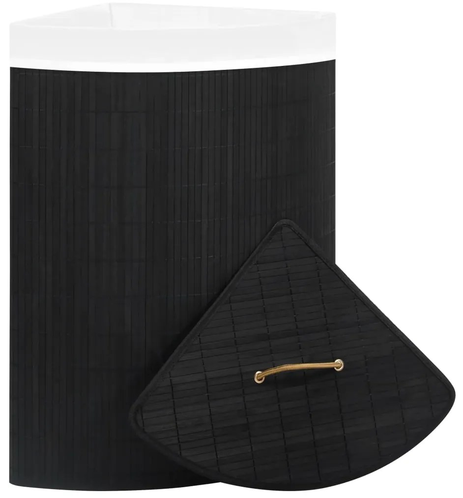 vidaXL Καλάθι Άπλυτων Γωνιακό Μαύρο 60 Λίτρων από Μπαμπού