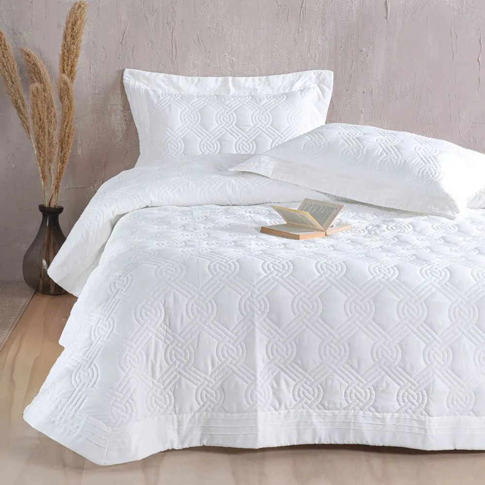 Κουβερλί Reina (Σετ 3τμχ) White Ρυθμός Υπέρδιπλo 235x250cm Microsatin