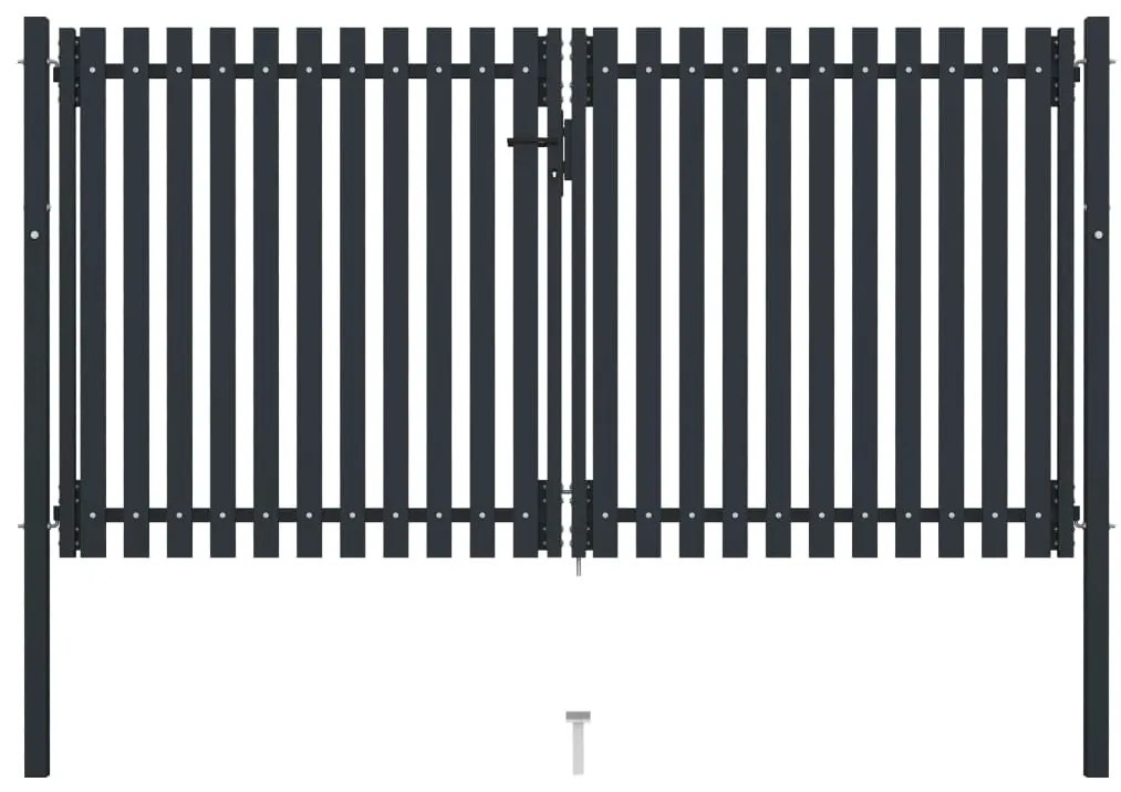 vidaXL Πόρτα με Διπλή Πόρτα και Φράχτη Ανθρακί 300x175 εκ. από Ατσάλι