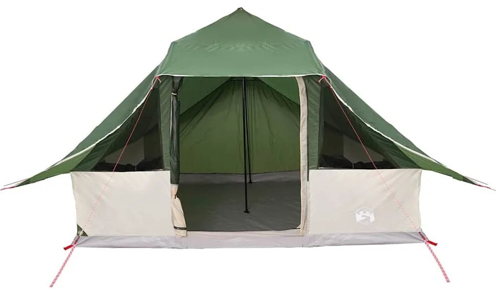 vidaXL Σκηνή Τιπί με στέγη Πράσινο 364 x 281 x 257 εκ. ταφτάς