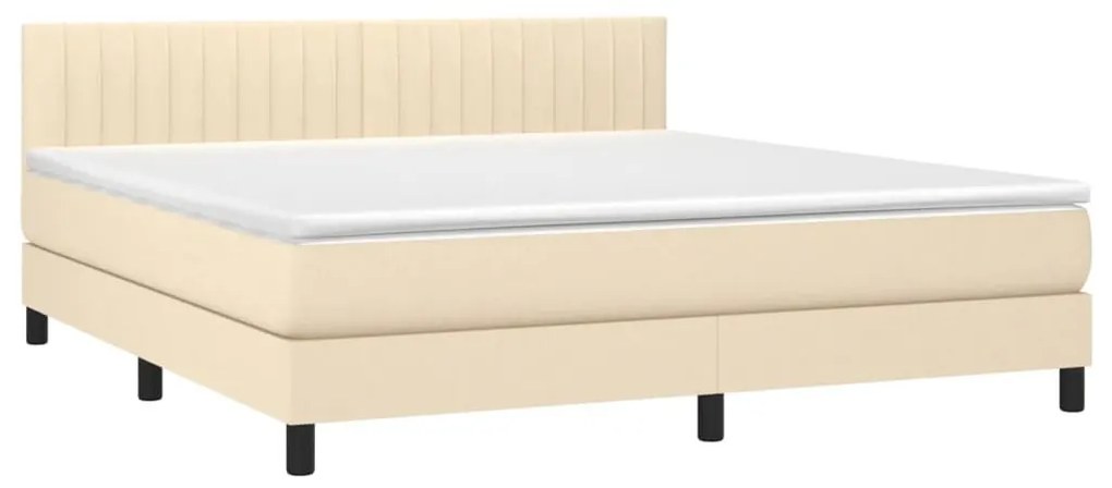 Κρεβάτι Boxspring με Στρώμα Κρεμ 180x200 εκ. Υφασμάτινο - Κρεμ