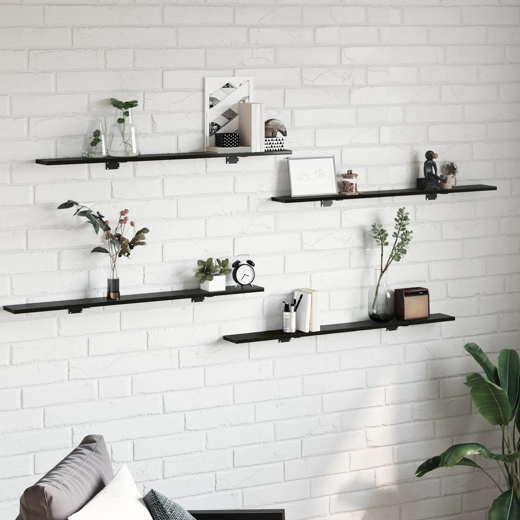 vidaXL Δίσκος Βιβλιοθήκης 4 pcs Μαύρο 100 x 40 x 1.5 εκ. Μοριοσανίδα