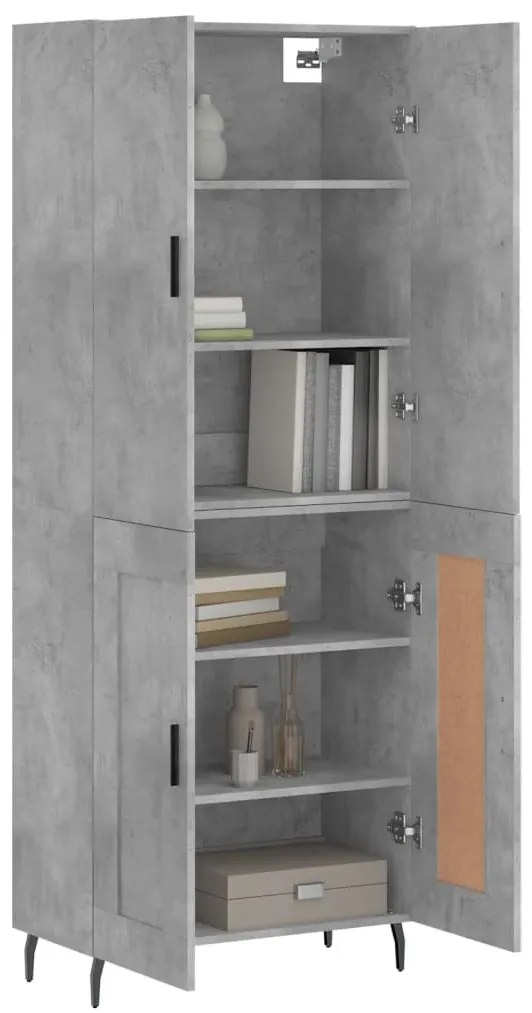 vidaXL Ντουλάπι Γκρι Σκυροδέματος 69,5x34x180 εκ. Επεξεργασμένο Ξύλο
