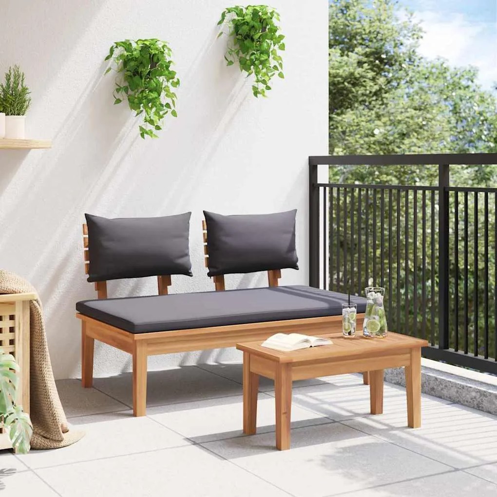 vidaXL Παγκάκι κήπου 2 pcs Καφέ Μασίφ ξύλο teak