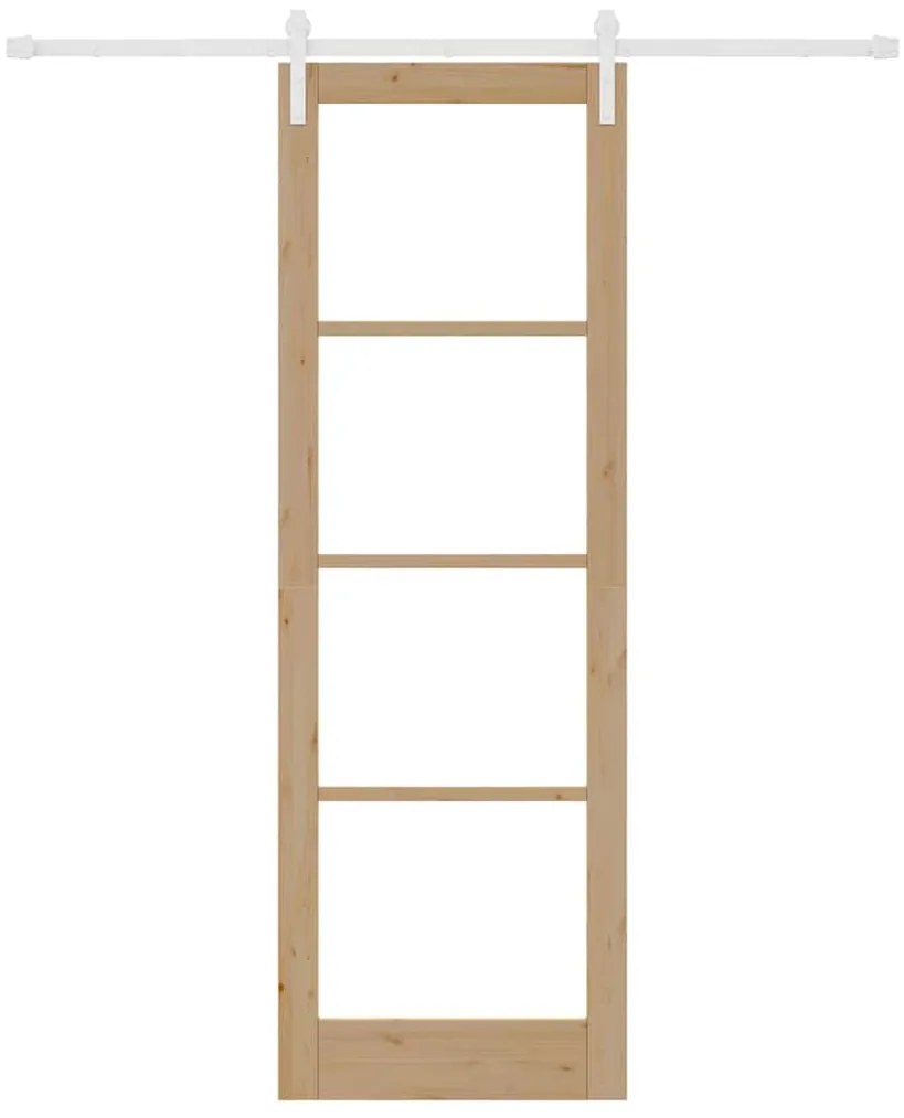 vidaXL Συρόμενη Πόρτα Καφέ 78 x 232 cm Μασίφ ξύλο πεύκου