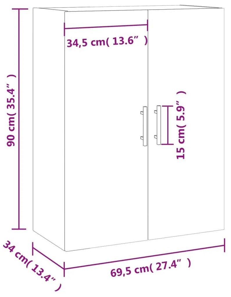 Ντουλάπι Επιτοίχιο Γκρι Σκυροδέματος 69,5 x 34 x 90 εκ. - Γκρι