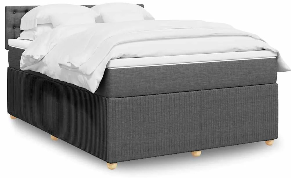 vidaXL Κρεβάτι Boxspring με Στρώμα Σκούρο Γκρι 140x200 εκ Υφασμάτινο