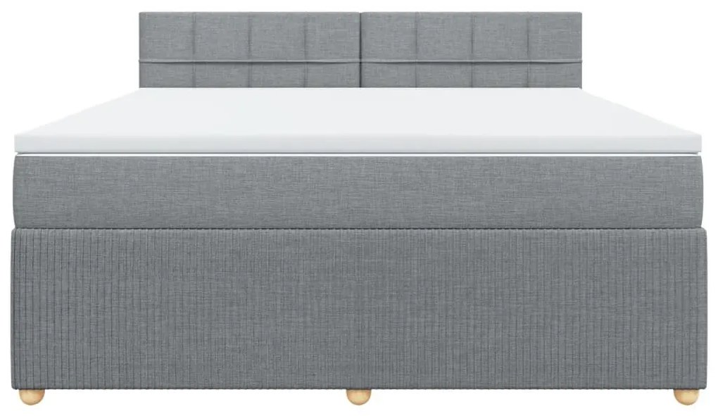 Κρεβάτι Boxspring με Στρώμα Ανοιχτό Γκρι 180x200 εκ. Υφασμάτινο - Γκρι