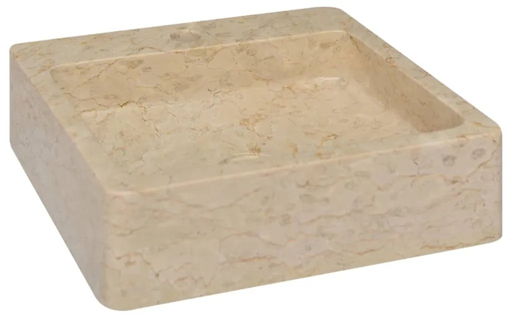 vidaXL Νιπτήρας Κρεμ 40 x 40 x 12 εκ. Μαρμάρινος