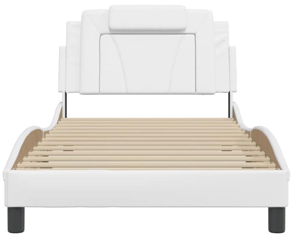 Πλαίσιο Κρεβατιού με LED Λευκό 100x200 εκ. Συνθετικό Δέρμα - Λευκό