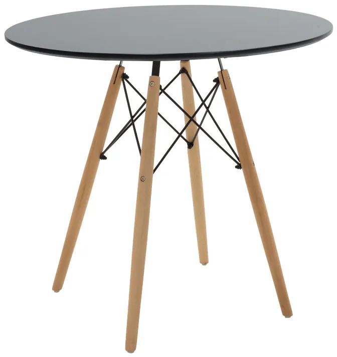 Τραπέζι Julita MDF μαύρο-πόδια φυσικό Φ80x73εκ Υλικό: MDF - BEECH WOOD - METAL 271-000008
