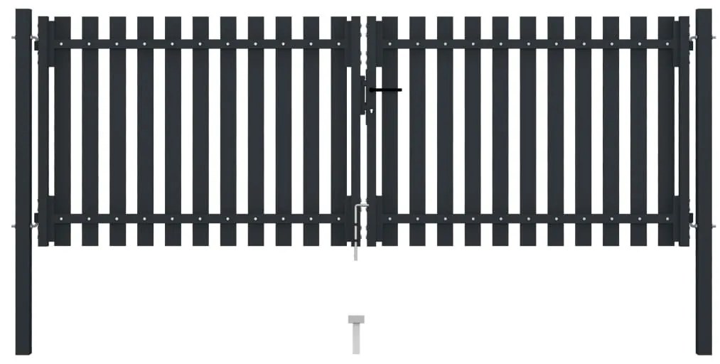 vidaXL Πόρτα με Διπλή Πόρτα και Φράχτη Ανθρακί 300x75 εκ. από Ατσάλι