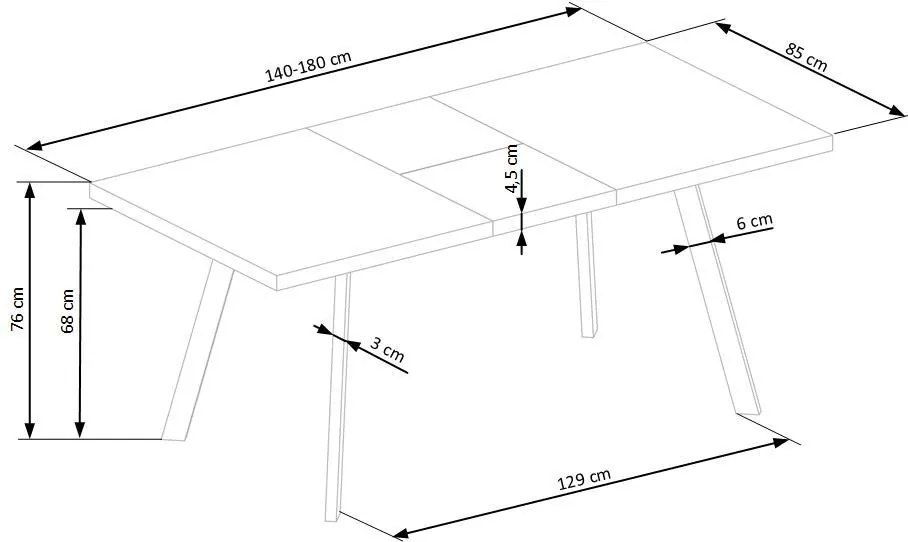 Επεκτεινόμενο τραπέζι Beller-140 x 85 x 76 εκ.