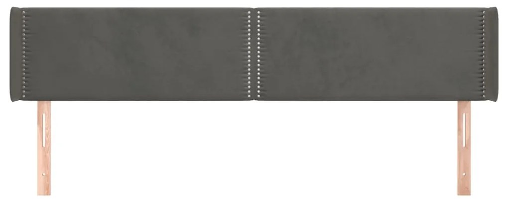 Κεφαλάρι με Πτερύγια Σκούρο Γκρι 203x16x78/88 εκ. Βελούδινο 3118695