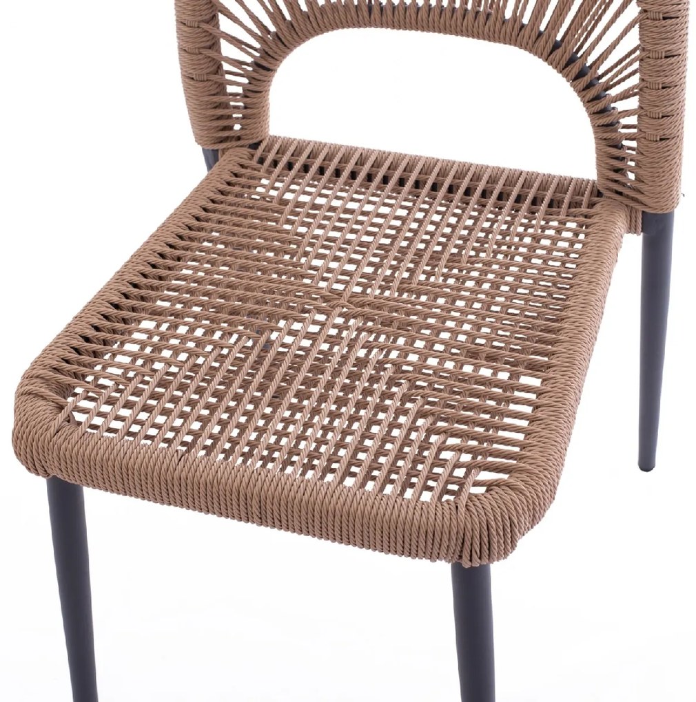 ΚΑΡΕΚΛΑ ΑΛΟΥΜΙΝΙΟΥ ΓΚΡΙ ΜΕ P.E.TWIST RATTAN ΜΠΕΖ HM5770.02 45x63x82Υ εκ.