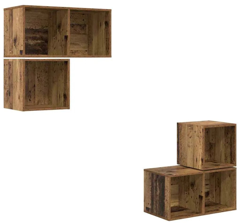 vidaXL Σετ επίπλου τηλεόρασης 4 pcs Παλαιό ξύλο 37 x 37 x 72 εκ