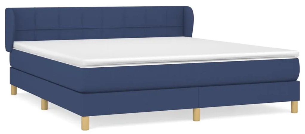 vidaXL Κρεβάτι Boxspring με Στρώμα Μπλε 160x200 εκ. Υφασμάτινο