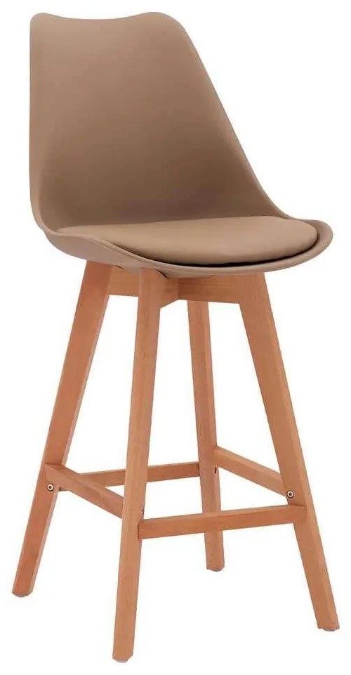 Σκαμπό Μπαρ Vegas HM8000.45 48x58x105Υcm Cappuccino Σετ 4τμχ Wood, Polypropylene, Technoderma
