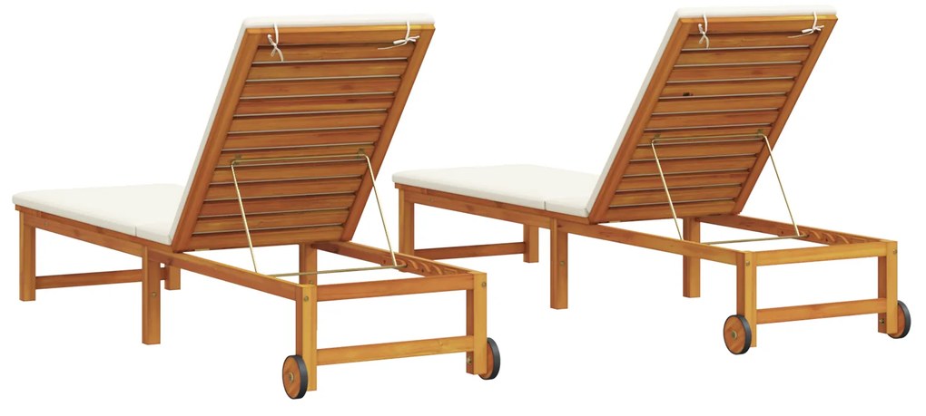 vidaXL Ξαπλώστρα 2 pcs Καφέ 53 x 202 x 89εκ Μασίφ ξύλο ακακίας
