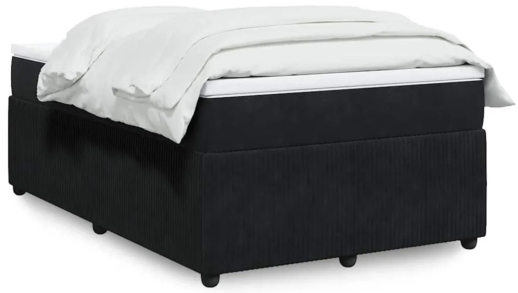 vidaXL Κρεβάτι Boxspring με Στρώμα Μαύρο 120 x 200 εκ. Βελούδινο