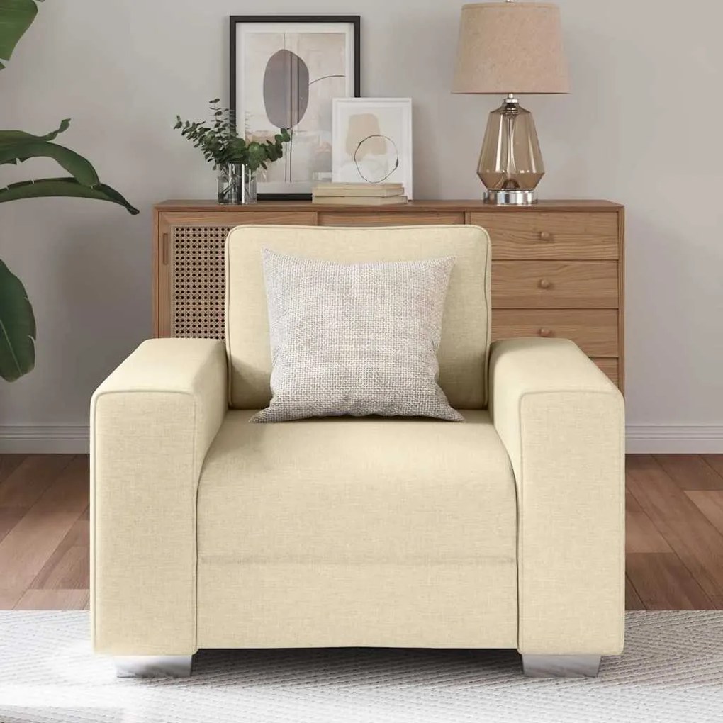 vidaXL Καναπές με μαξιλάρι Κρεμ 100 x 77 x 82 εκ ύφασμα