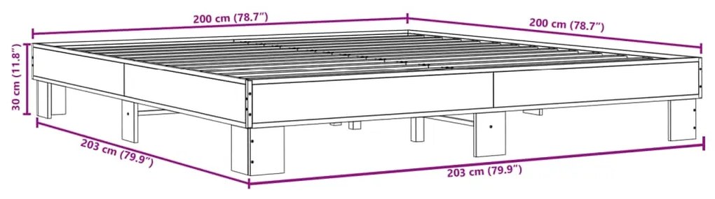 ΠΛΑΙΣΙΟ ΚΡΕΒΑΤΙΟΥ ΓΚΡΙ SONOMA 200X200 ΕΚ. ΕΠΕΞ. ΞΥΛΟ &amp; ΜΕΤΑΛΛΟ 3280220