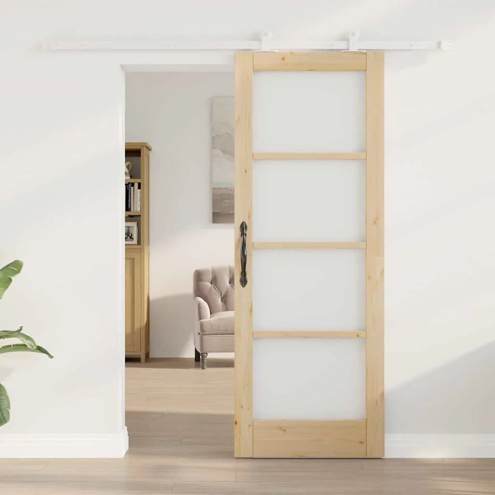 vidaXL Συρόμενη Πόρτα ORKDAL Καφέ 73.5 x 198.5 εκ. Ξύλο και μέταλλο