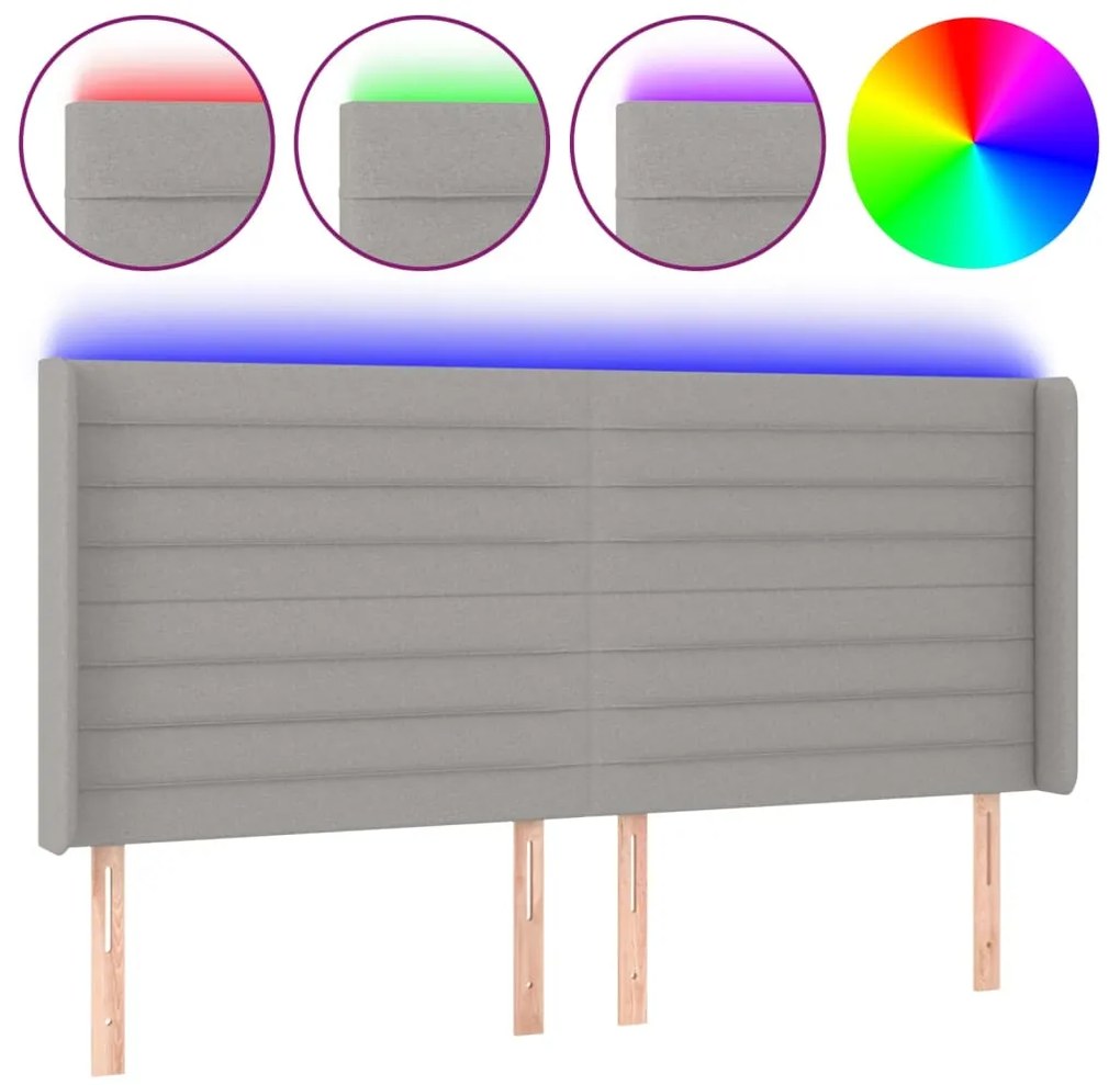 vidaXL Κεφαλάρι Κρεβατιού LED Ανοιχτό Γκρι 163x16x118/128 εκ.