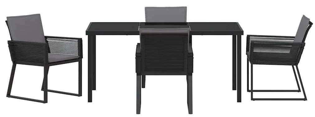 vidaXL Σέτ φαγητού για κήπο 5 pcs Μαύρο Χάλυβας με επίστρωση πούδρας