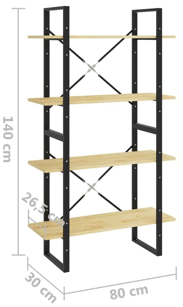 ΒΙΒΛΙΟΘΗΚΗ ΜΕ 4 ΡΑΦΙΑ 80 X 30 X 140 ΕΚ. ΑΠΟ ΜΑΣΙΦ ΞΥΛΟ ΠΕΥΚΟΥ 806462