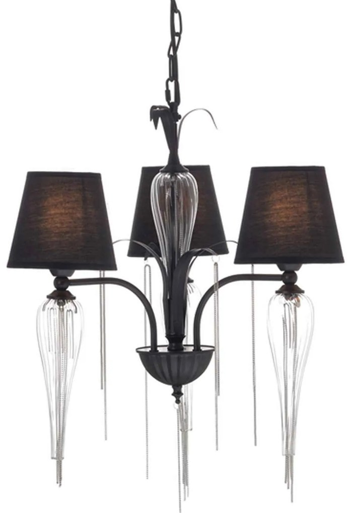 Τρίφωτο Φωτιστικό Οροφής EG170303PBCH Black Metal, Glass, Fabric