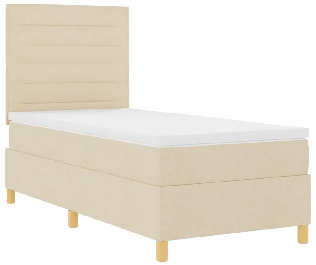 vidaXL Κρεβάτι με ελατήρια με κεφαλάρι Κρεμ 100 x 200 cm ύφασμα