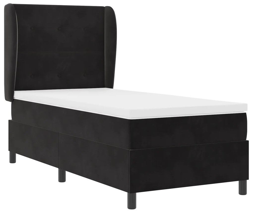 vidaXL Κρεβάτι Box Spring με Στρώμα Μαύρο 100x200 εκ. Βελούδο