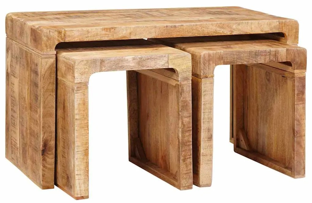 vidaXL Ένθετα τραπέζια 3 pcs Μασίφ ξύλο μάνγκο