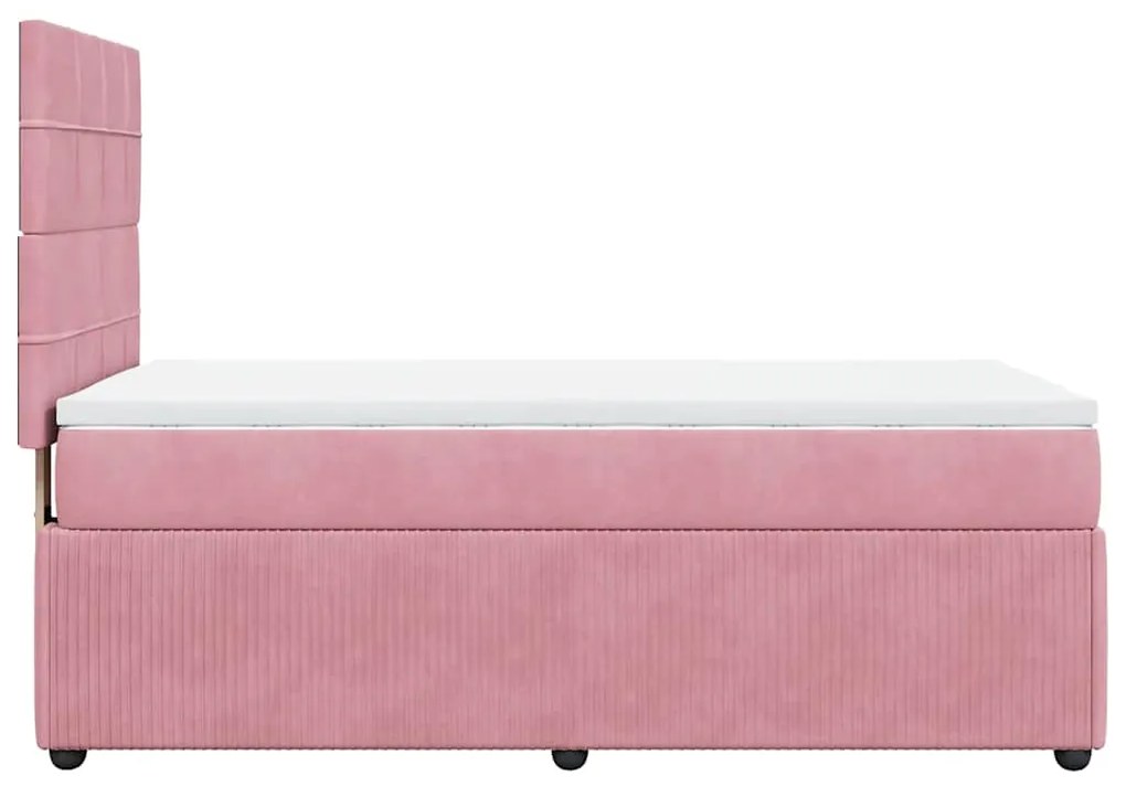 vidaXL Κρεβάτι Boxspring με Στρώμα Ροζ 90x190 εκ. Βελούδινο