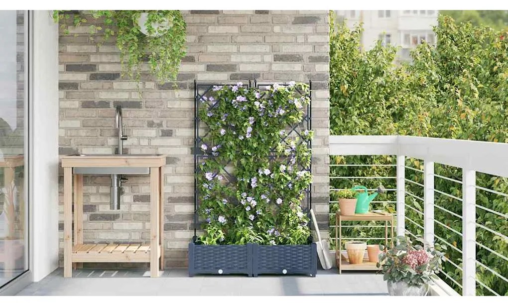 vidaXL Κηποτινάκι με Τρέλα Γκρι 80 x 40 x 125.5 εκ. PP