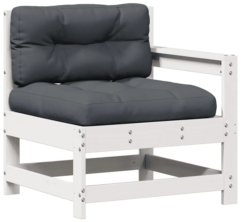 vidaXL Σαλόνι Κήπου Σετ 4 Τεμαχίων Λευκό Μασίφ Ξύλο Πεύκου &amp; Μαξιλάρια