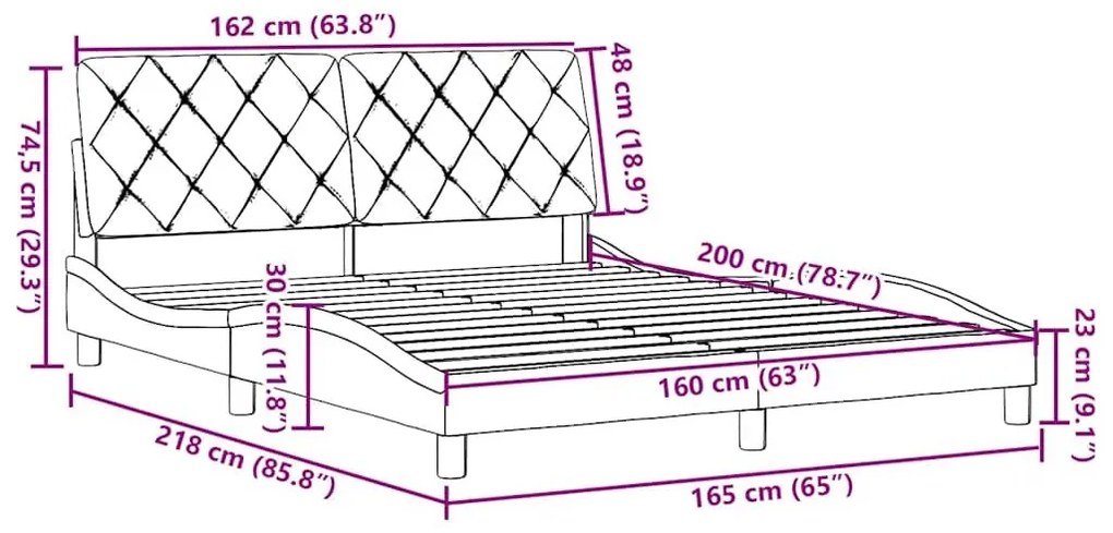 Σκελετός Κρεβατιού Χωρίς Στρώμα Taupe 160x200 εκ. Υφασμάτινο - Μπεζ-Γκρι