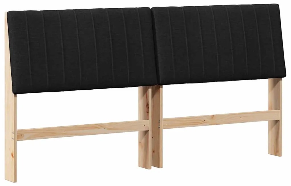 vidaXL Ταπετσαρισμένο κεφαλάρι Μαύρο 180 cm Στερεά ξυλεία πεύκου