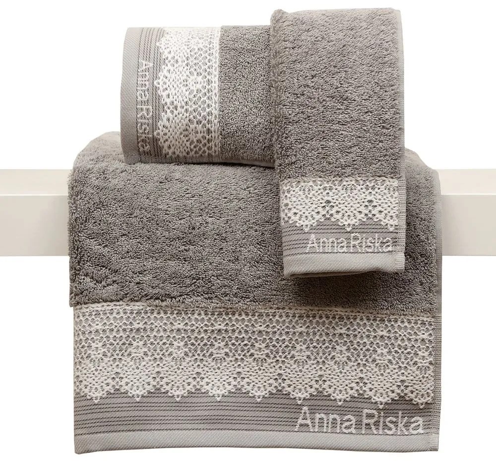 Πετσέτα Σετ Με Κορδέλα 3τμχ Des. Karla 4.Grey Anna Riska Σετ Πετσέτες 100% Cotton
