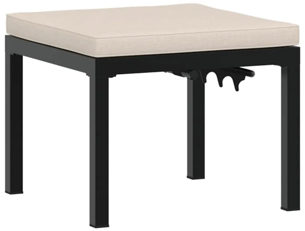 vidaXL Υποπόδιο Κήπου Μαύρο Ατσάλι με Ηλεκτρ. Βαφή με Μαξιλάρι