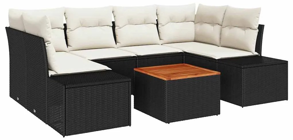 vidaXL Σετ Καναπέ Κήπου 7 pcs Μαύρο και λευκό