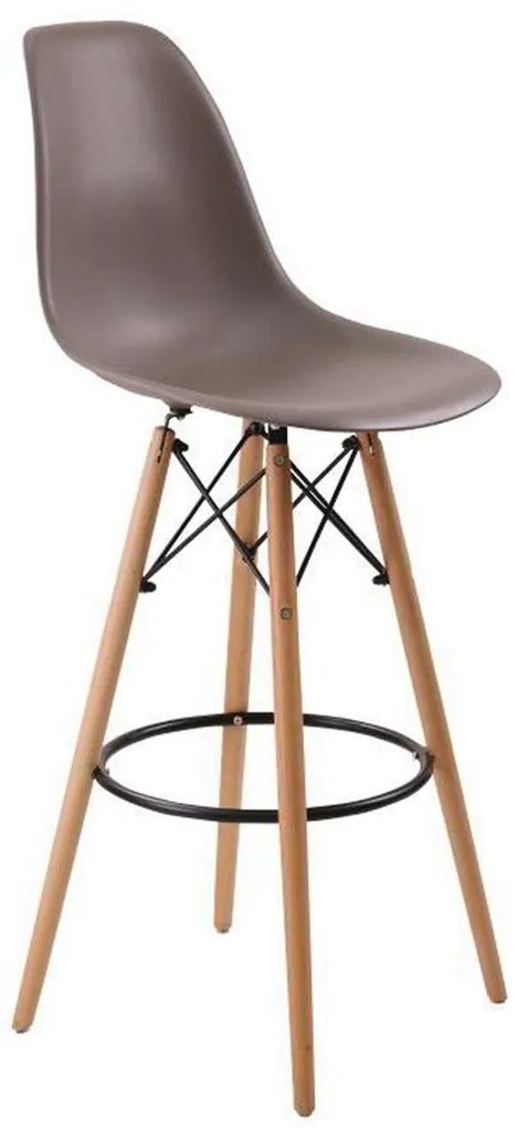 Σκαμπώ BAR PP Sand ART Wood Beige (με πλάτη) 46x54x74/111cm (Σετ 2 ΤΕΜ)