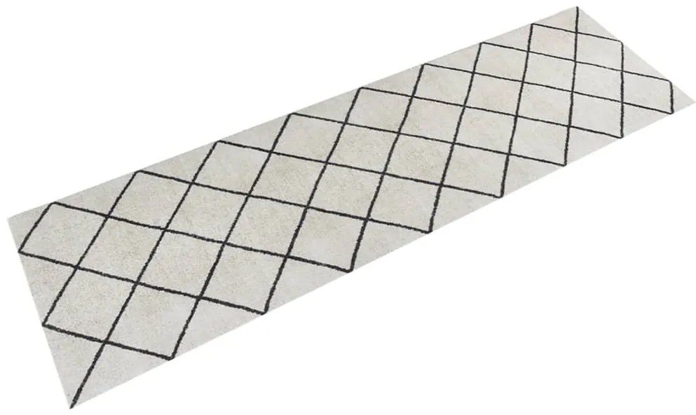 vidaXL Χαλί Κουζίνας Πλενόμενο με Τετράγωνο Σχέδιο 45x150 εκ. Βελούδο