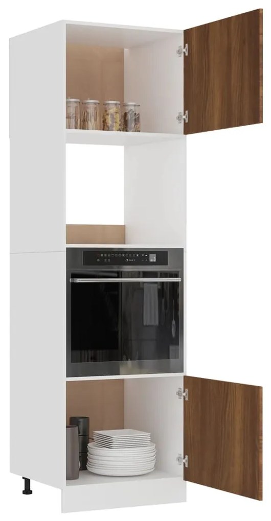 vidaXL Ντουλάπι Μικροκυμάτων "Lyon" Καφέ Δρυς 60x57x207 εκ. από Τεχνητό Ξύλο