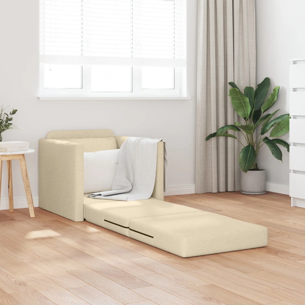 vidaXL Πολυθρόνα Κρεβάτι 2 σε 1 Κρεμ 74x77x81 εκ Υφάσμα