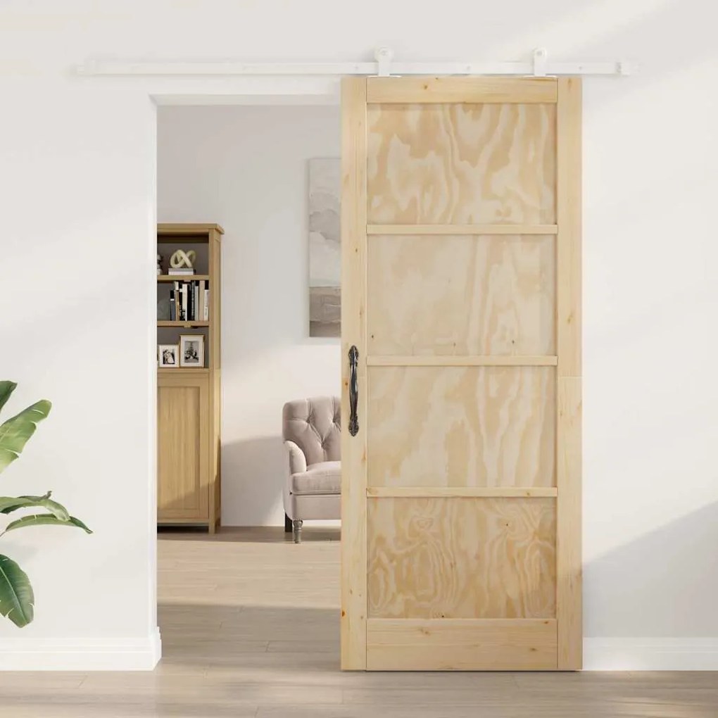 vidaXL Σετ Συρόμενης Πόρτας ORKDAL Φυσικό και λευκό 86 x 211 cm