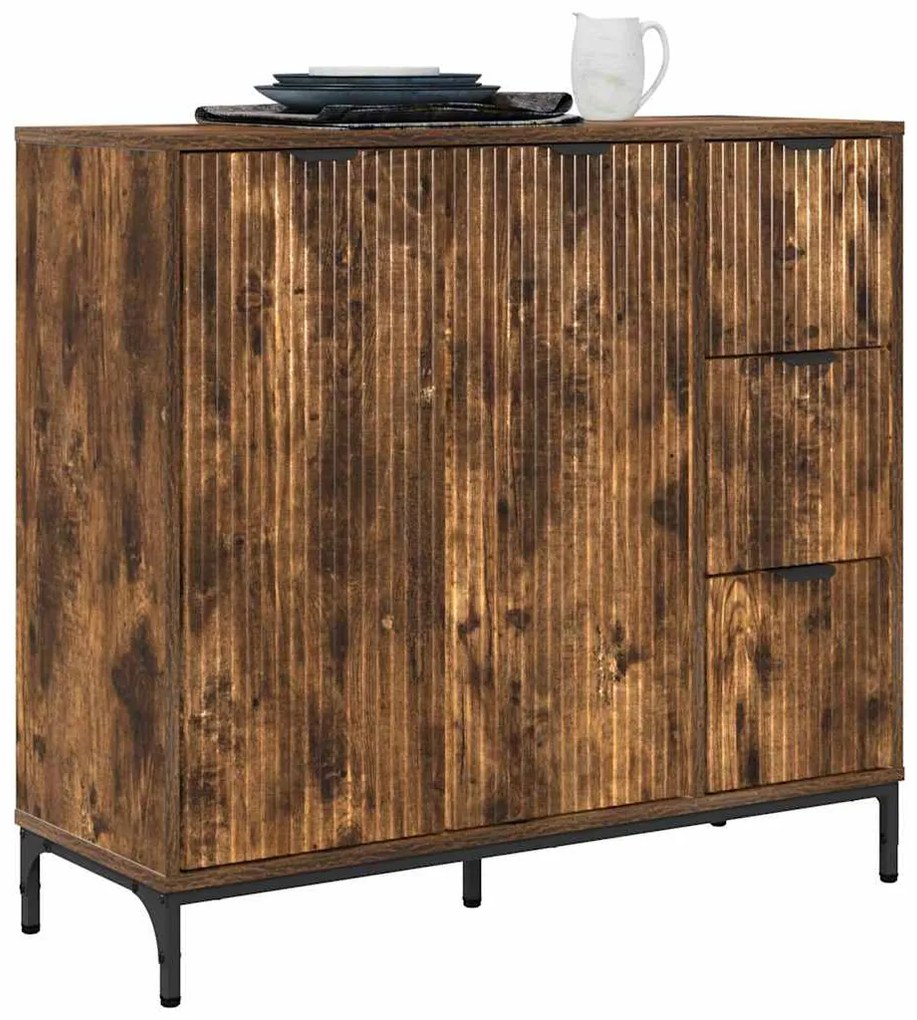 vidaXL Πλαϊνό γραφείο με συρτάρι Καπνιστό Δρύς 89,5 x 33 x 82 εκ.