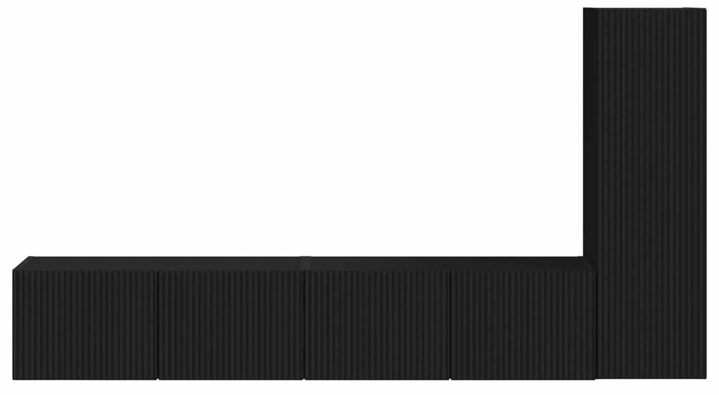 vidaXL Σετ επίπλου τηλεόρασης Επιτοίχιο 2 pcs Μαύρο Επεξεργασμένο ξύλο