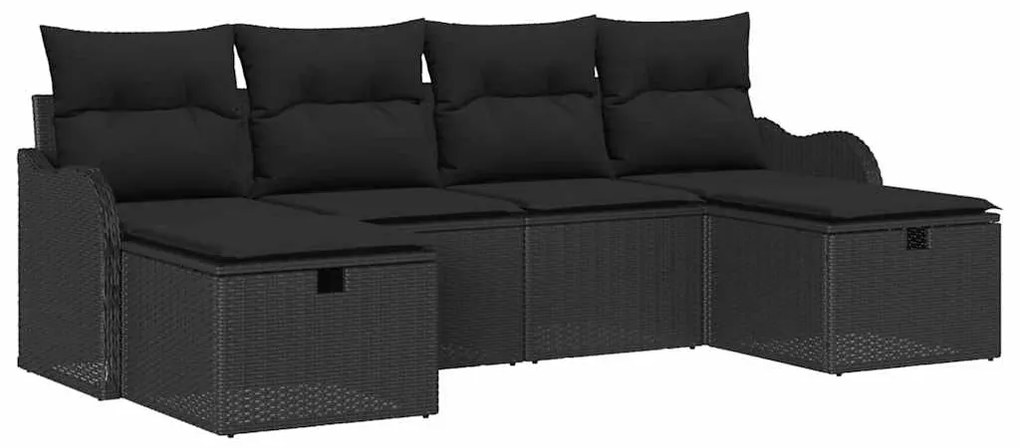 vidaXL Σετ Καναπέ Κήπου 6 pcs Μαύρο 231 x 117 x 85 εκ Πολυ ράταν
